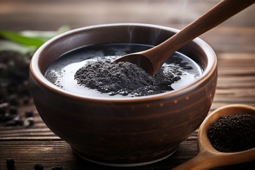 绿色食品黑芝麻糊小吃摄影图 摄影图